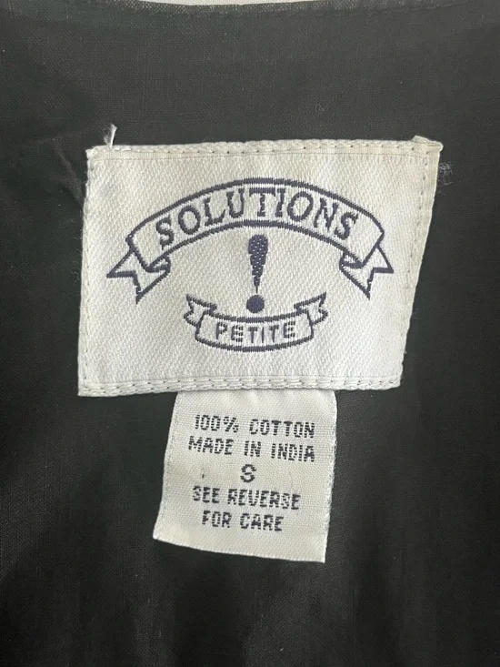 Vtg Embroidered Floral Boho Cotton Vest Cottagecore Black - Solutions Petite - Picture 6 of 6